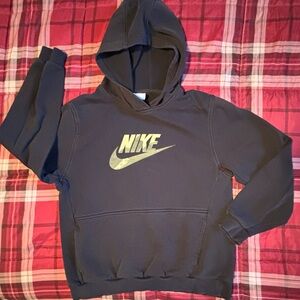 Nike Kids Black Hoodie with Gold Swoosh